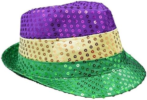 Wgudzpj Mardi Gras hat fedora sequin cap sparkling detail
