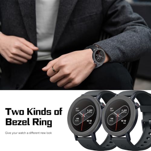 Dark grey protective bezel cover ring installed on smartwatch display