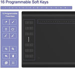 Huion Inspiroy H1060P digital notepad connected to a computer screen showing photoshop design software.