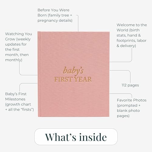 Side angle of the dusty rose baby scrapbook highlighting the flat lay spine design
