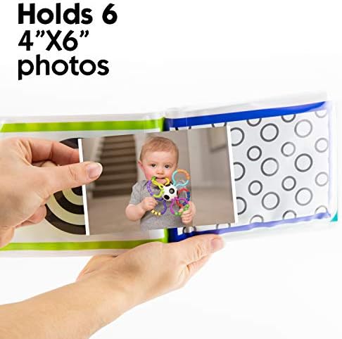 Close up of the black and white dotted teething handle on the Sassy baby look book.