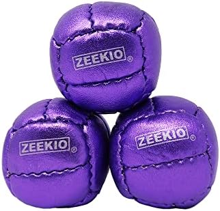 Premium imported Zeekio Galaxy leather juggling balls demonstrating the sixty seven millimeter baseball size