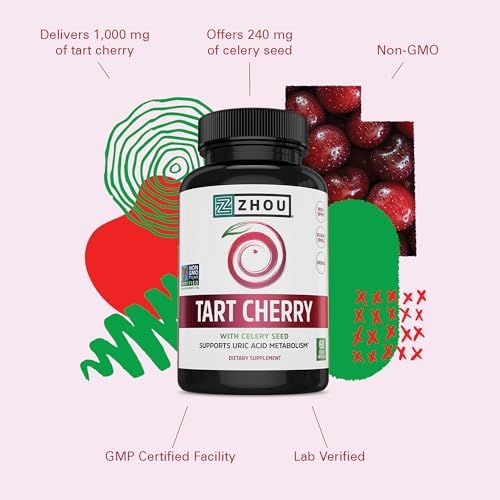 Zhou Nutrition tart cherry and celery seed nutritional facts panel