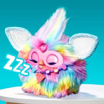 Child playing with voice activated Furby Tie Dye toy