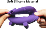 Close-up view of accurate button alignment on the purple speaker protection sleeve accessory