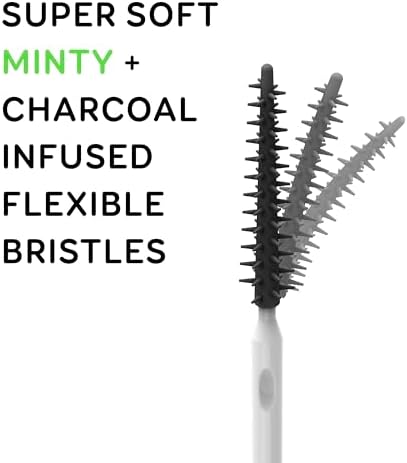 Sleek refillable hygienic travel case filled with minty charcoal dental picks