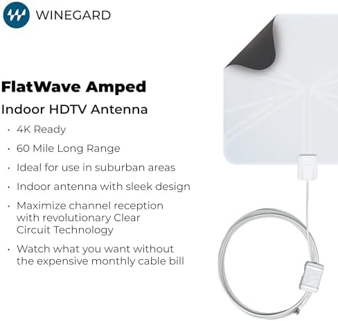 Winegard premium high-definition indoor antenna displaying black and white color options