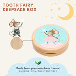 Open Little Shroomie memory box showing labeled tooth slots and compartments