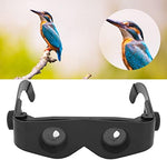 Yosoo fishing binoculars close up highlighting the double layer teal tinted glare reduction lenses.