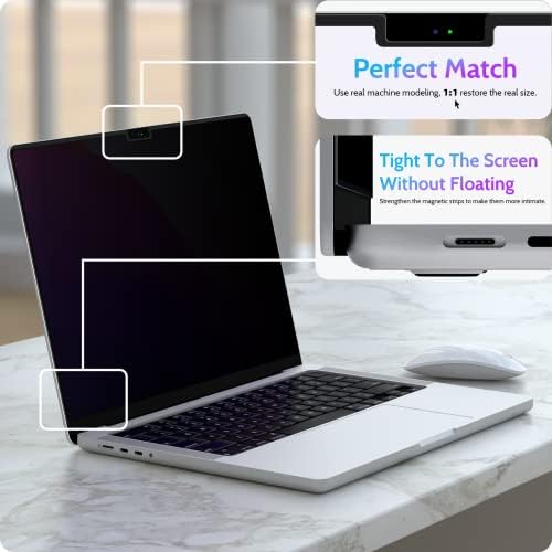 Side-by-side comparison of screen with and without privacy filter