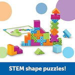 Learning Resources Brainometry brainteaser toy geometric blocks and challenge cards setup