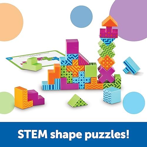 Learning Resources Brainometry brainteaser toy geometric blocks and challenge cards setup