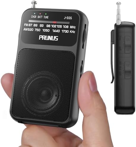 Prunus J-555 portable AM FM radio side profile showing USB-C port