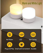 Compact warm white plug in mini bulb illuminated inside a bedroom setup
