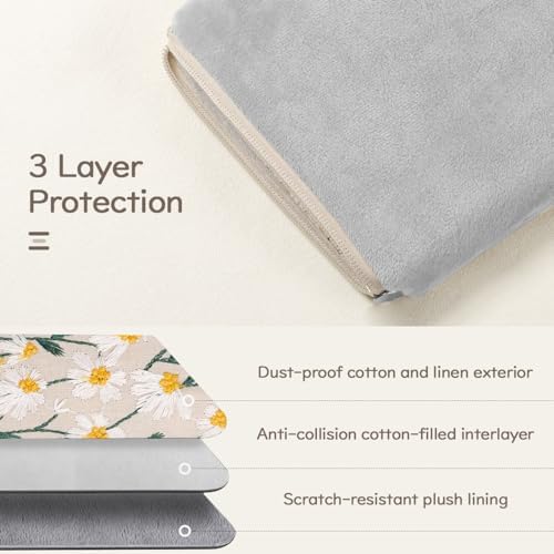 Dadanism beige daisy sleeve with Kindle Paperwhite inside