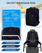 ECOHUB 17" Small Travel Backpack, United Airlines Personal Item Bag 17x10x9 with 16 Pockets, Water Resistant Rucksacks Fit 15.6" Laptop, AirTag Pocket, Lightweight Casual Daypack, 25L, Black - Image 3
