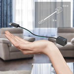 Cubilux Type C transmitter connected to an optical cable for high resolution music listening.