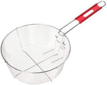 Lodge deep fry basket placed inside cast iron Dutch oven cooking setup