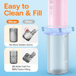 Compact pink Bitvae oral irrigator highlighting the Type-C charging port.