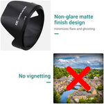 Reversed JJC lens hood mounted for compact storage