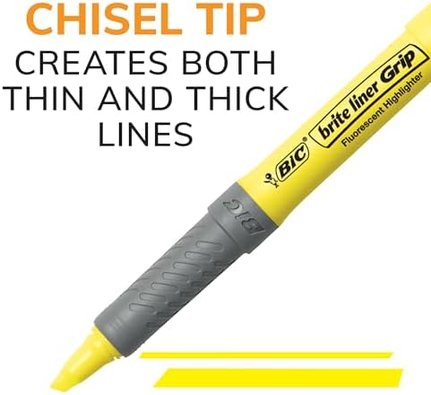 BIC Brite Liner Grip Highlighter set displayed in retail packaging