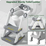 Close up view of the soft waterproof PVC cushion on the grey toddler potty training chair.