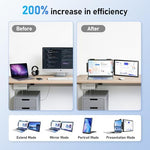 Slim Full HD portable monitor being connected via a single USB-C cable.