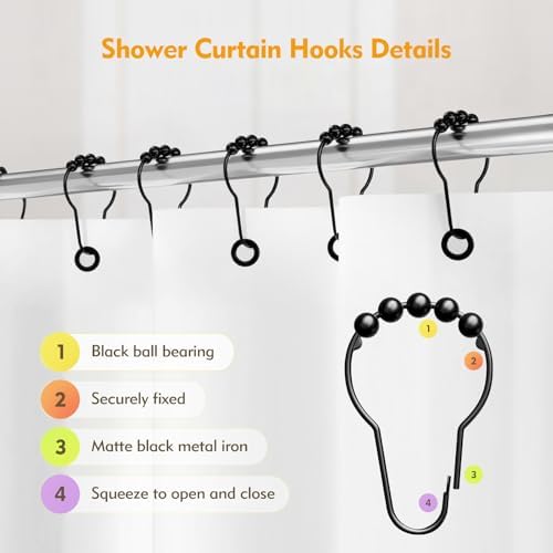 TVTOO rust resistant metal curtain hangers installed on bathroom rod
