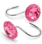 Sparkling pink rhinestone diamond bathroom accessories for luxury home decor.