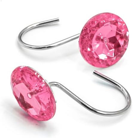 Sparkling pink rhinestone diamond bathroom accessories for luxury home decor.