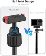 NEOSOU extension rod for DJI action cameras fully extended to forty centimeters for wide angle vlogging.