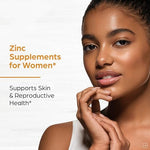 Gluten free and soy free zinc 50mg capsules bottle for skin health