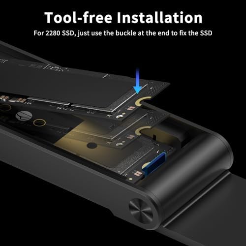FIDECO hard drive enclosure displaying the integrated quick release buckle for secure drive placement.