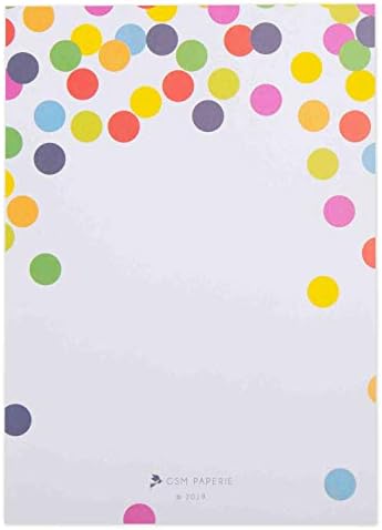 Vibrant multicolor confetti design birthday card set by GSM Brands on flat surface