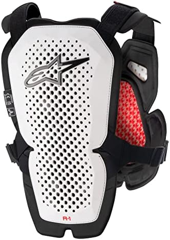 Alpinestars A-1 Pro body armor rear view highlighting the anatomically contoured spine protection panel.