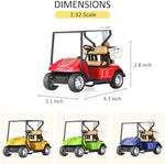 Top down view of assorted color mini golf cart replicas