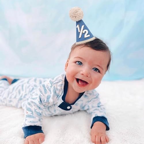 Agvgaza baby half birthday party hat pom-pom topper