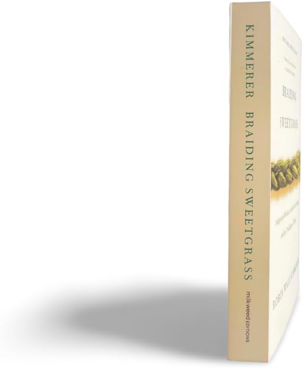 Open pages showing introduction and chapter layout of Braiding Sweetgrass