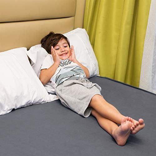 Cosmoplus gray sheet demonstrating snug fit on air bed