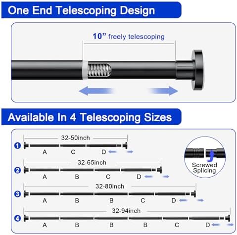 Ausemku telescopic rod showing 32 to 80 inch range