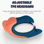 Toddler crown style shower visor showing the flexible three hundred and sixty degree protective brim.