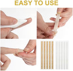 Close up view of water resistant medical grade reinforcement filaments on sterile skin closure strips.