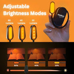 Amber Light Plus portable book light showing the flexible gooseneck adjustments for bedtime reading