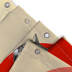 Water droplets repelling off the quick dry waterproof surface of the polyester animal fabric curtain.