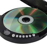 Top view of black Jensen portable music disc player