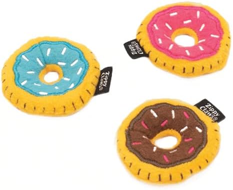 ZippyPaws plush cat toys showing donut shape and sprinkles