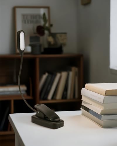 Generic book reading light with flexible neck attached to a book