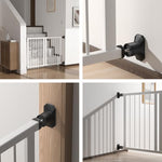 Tool free baby gate pads protecting doorway trim from damage