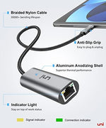 Uni Thunderbolt compatible Ethernet converter showing the premium metallic finish.