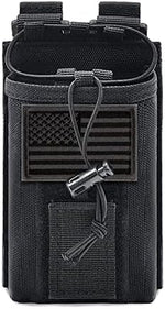 YEZEJUN tactical radio holster back view displaying modular webbed attachment straps.